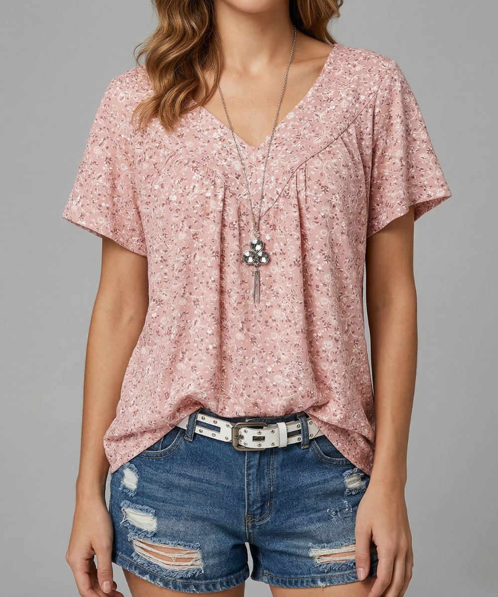 Trisha™ | T-shirt floral à col en V