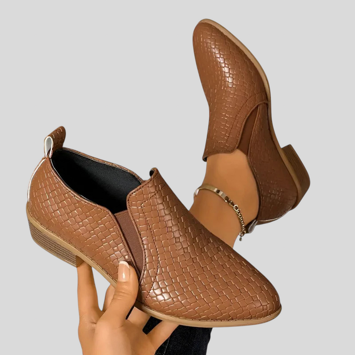 Éliane | Bottines Tressées à Talon Bloc