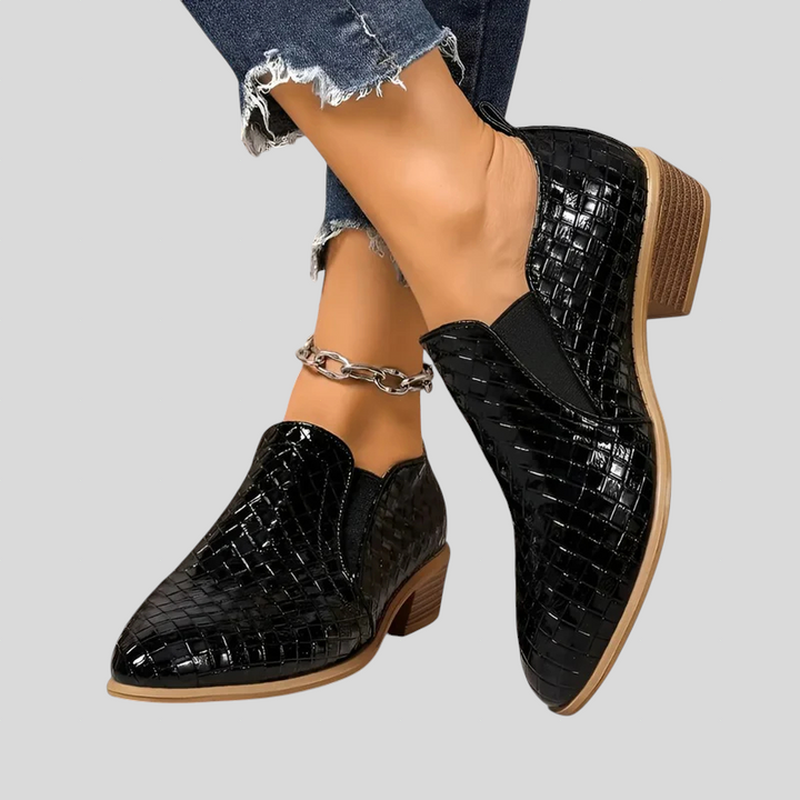 Éliane | Bottines Tressées à Talon Bloc