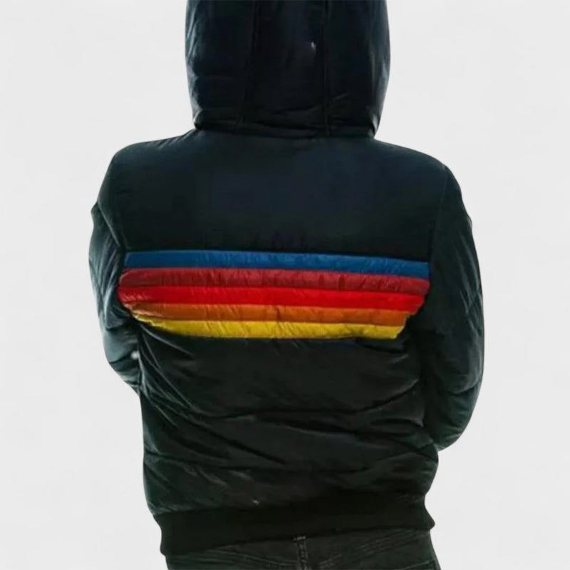 Jeanne | Veste Puffer à Capuche Colorblock Rétro