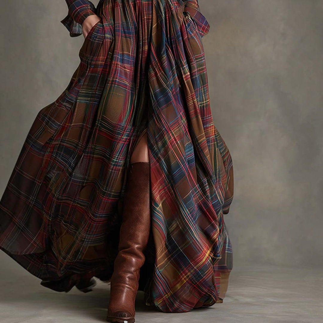 Béatrice | Robe Longue à Carreaux