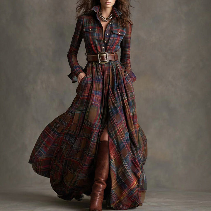 Béatrice | Robe Longue à Carreaux