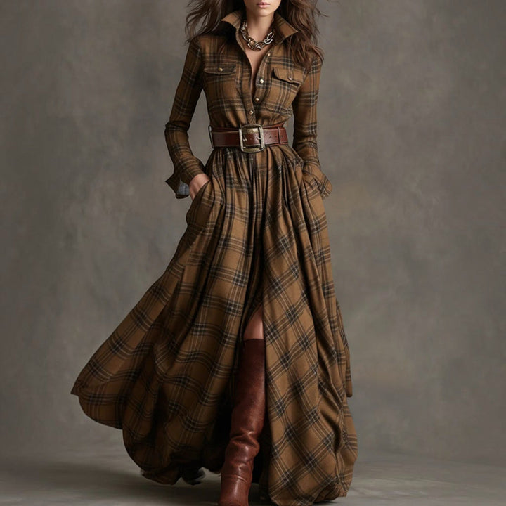 Béatrice | Robe Longue à Carreaux