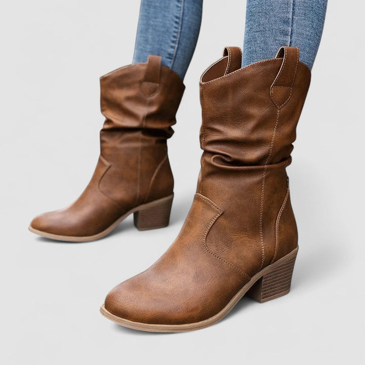 Eleanora | Bottes avec tige froncée et talon