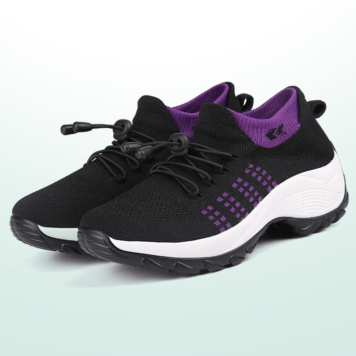 Ava – Chaussures en tissu tricoté orthopédique en violet et noir