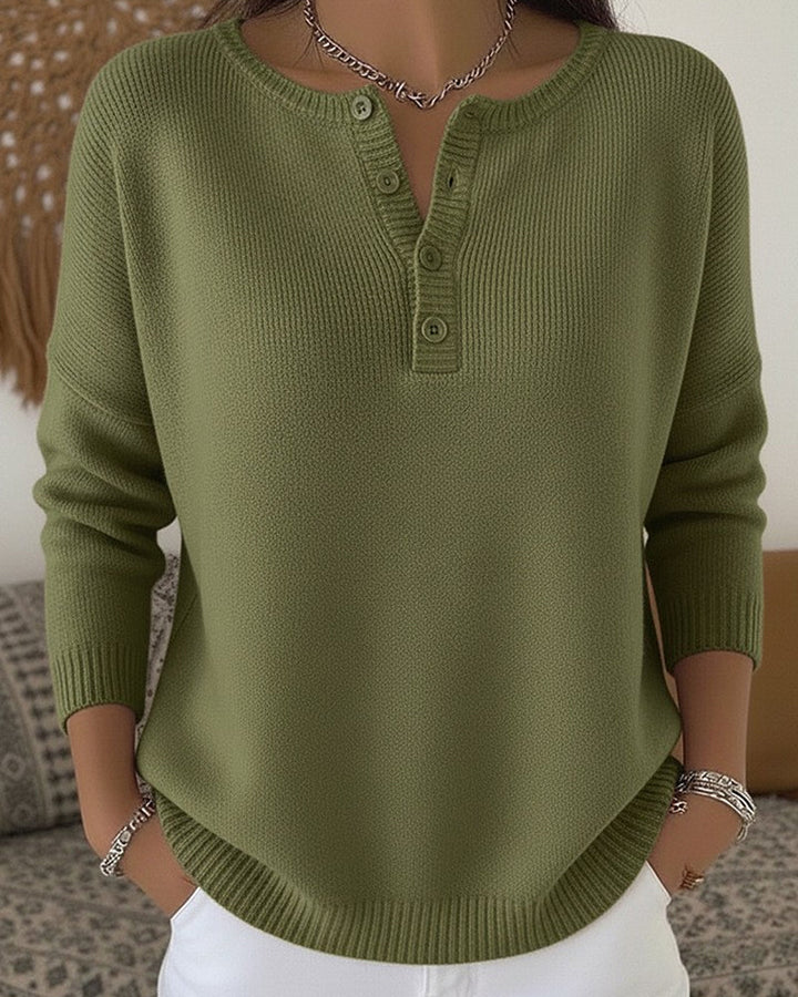 Helena™ | Pull en tricot Henley à boutons