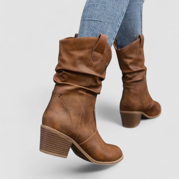 Eleanora | Bottes avec tige froncée et talon