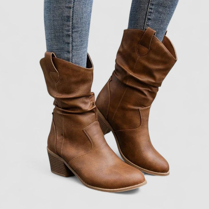 Eleanora | Bottes avec tige froncée et talon