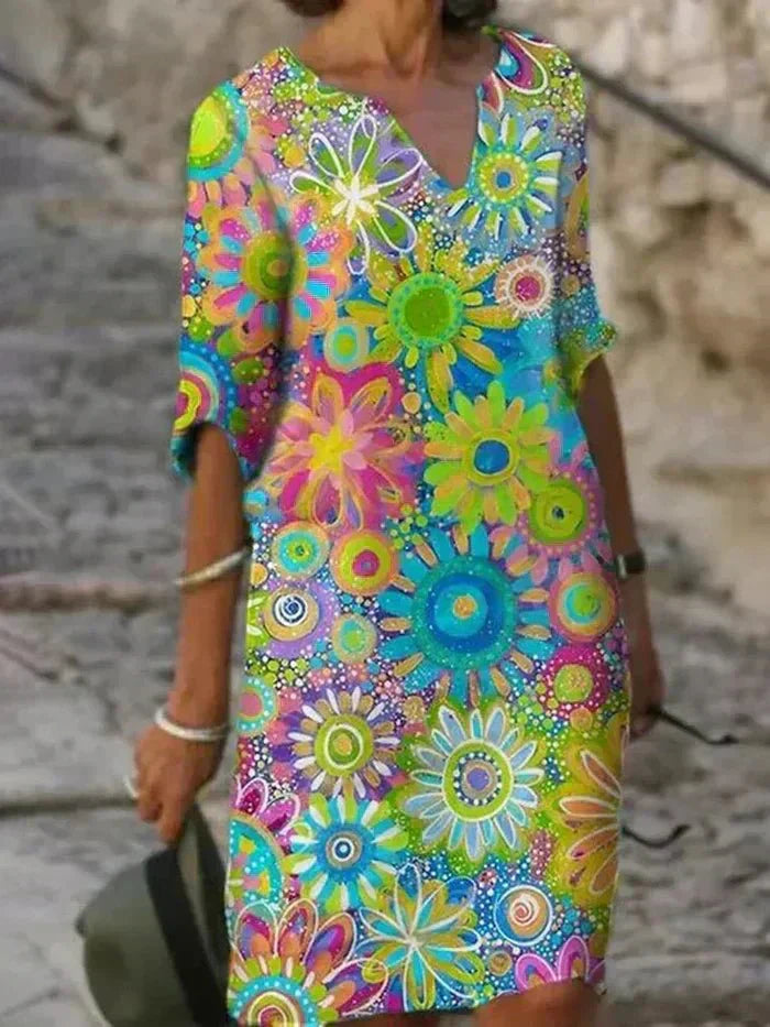 Nira | Robe midi à fleurs vibrantes