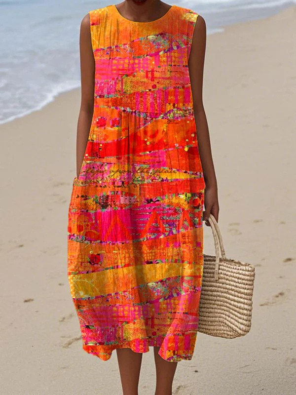 Faye™ Robe midi coucher de soleil