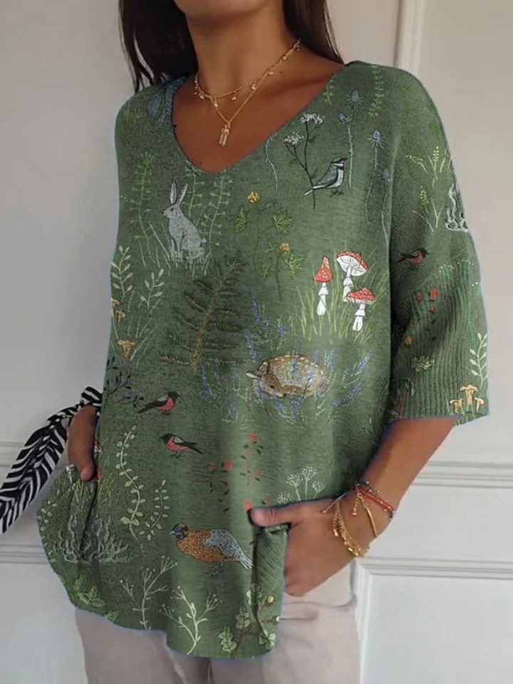Estelle | Maille à motif botanique printanier