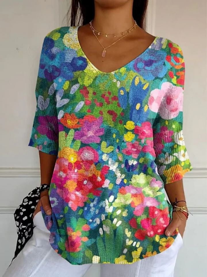 Sylvie | Pull vintage à imprimé floral artistique