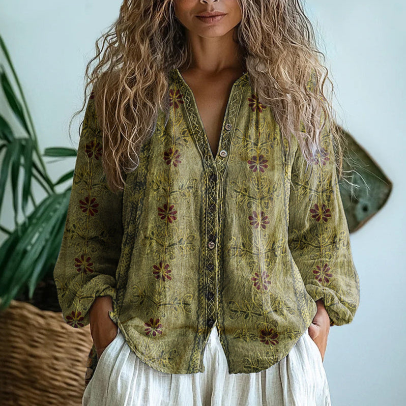 Alexandra™ | Blouse rétro imprimée