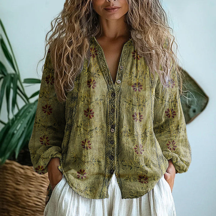 Alexandra™ | Blouse rétro imprimée