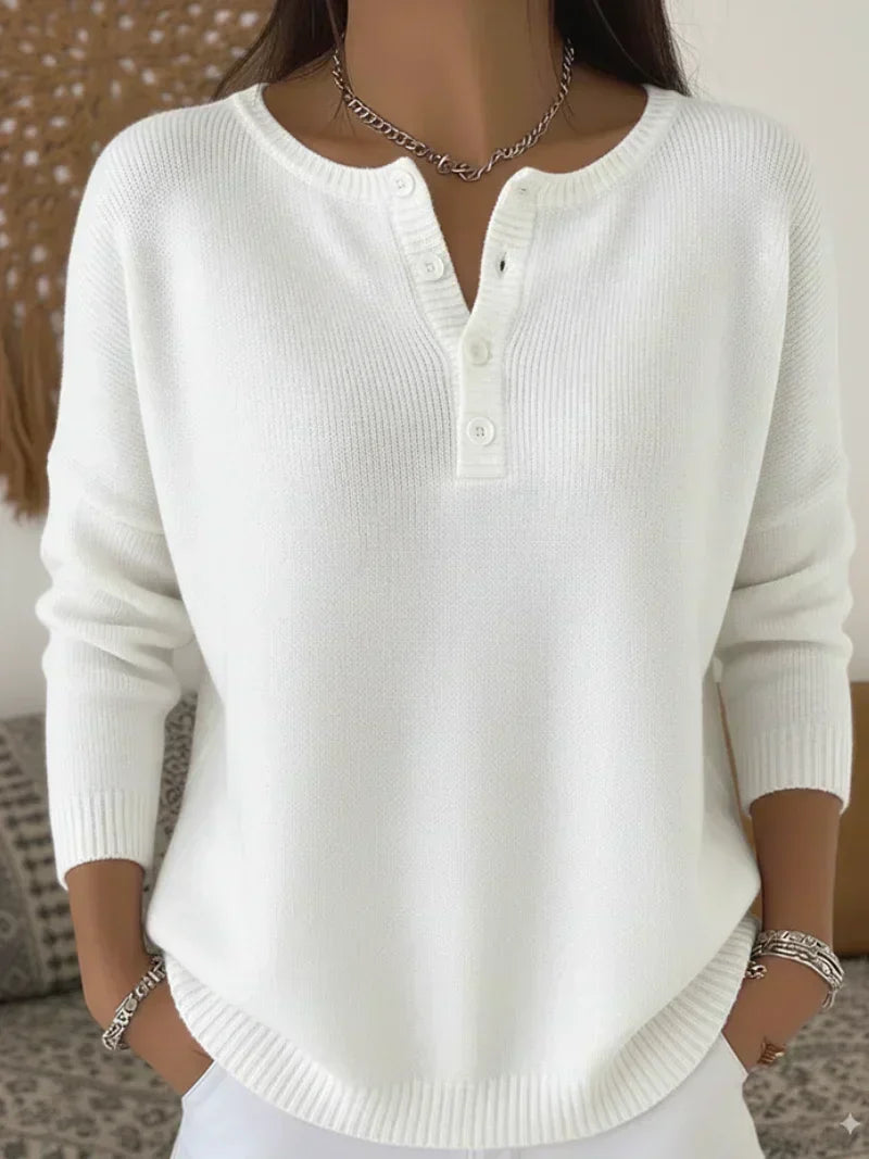 Helena™ | Pull en tricot Henley à boutons