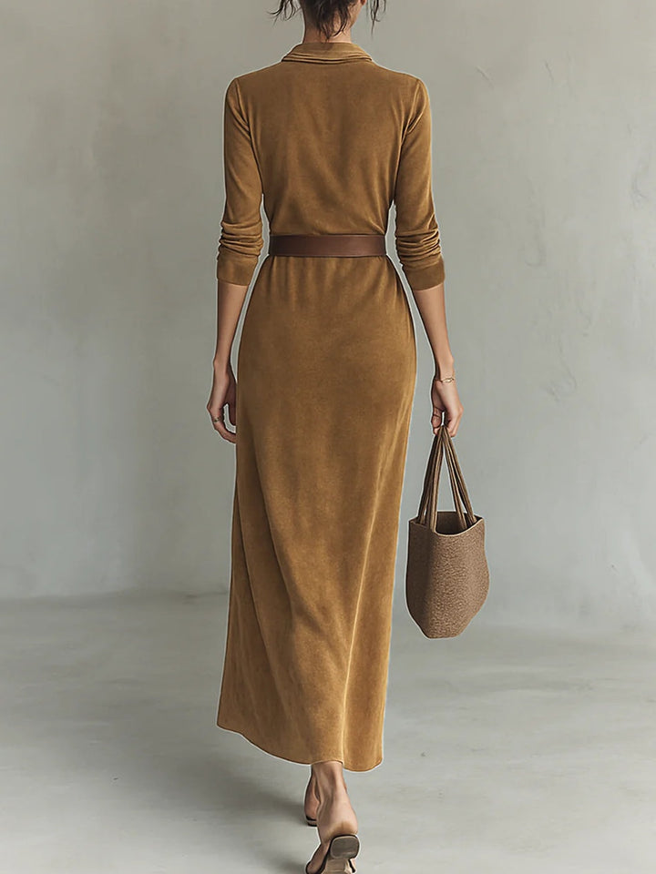 Azaria™ | Robe longue suédée à revers