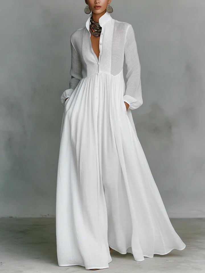 Yvaine™ | Robe maxi minimaliste à col montant