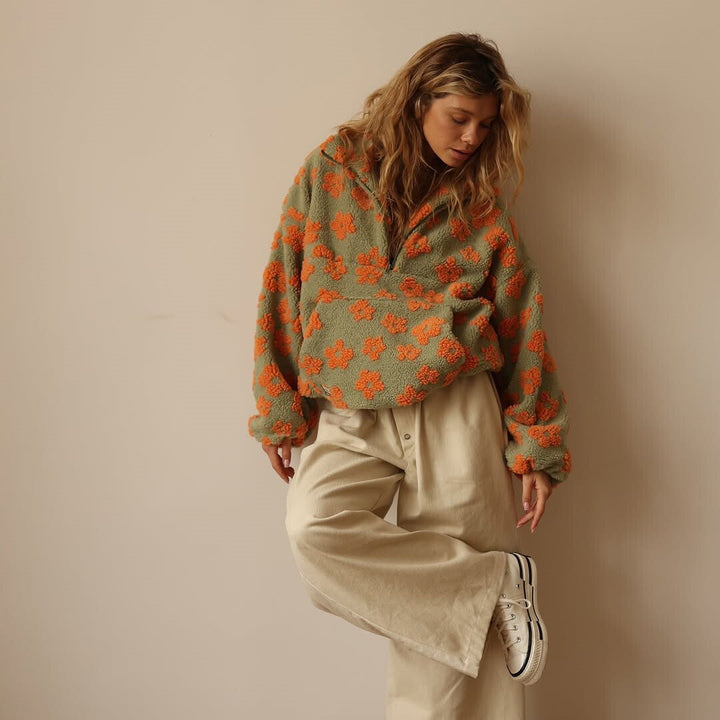 ELODIE - Sweatshirt floral en doux polaire