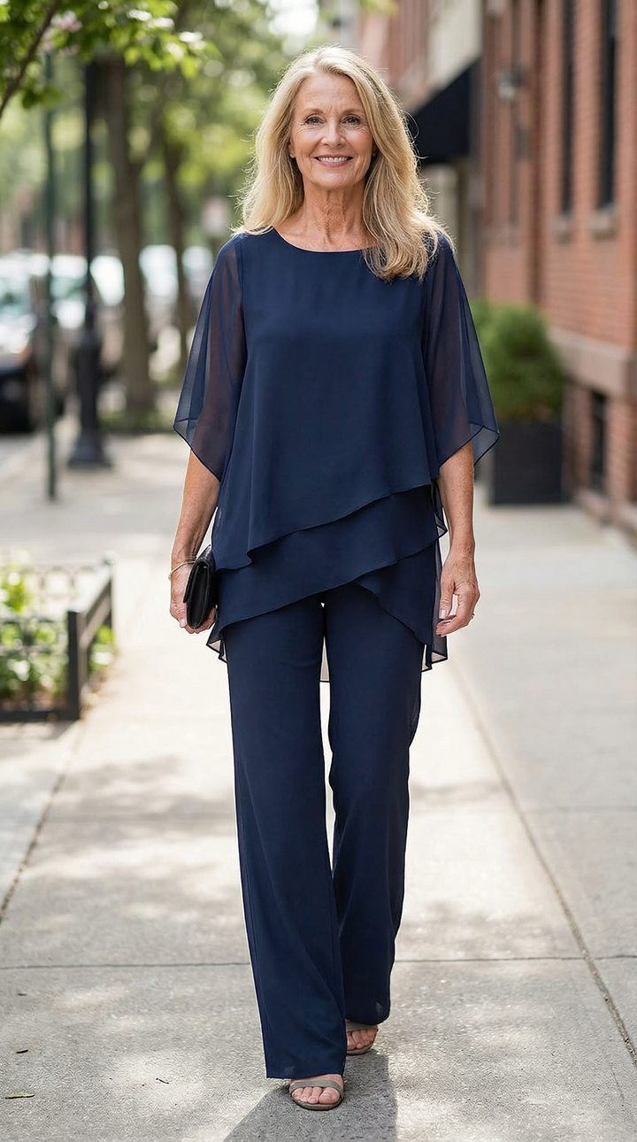 Mavise™ | Ensemble deux pièces fluide avec haut drapé et pantalon élégant