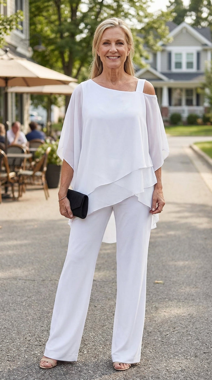 Mavise™ | Ensemble deux pièces fluide avec haut drapé et pantalon élégant