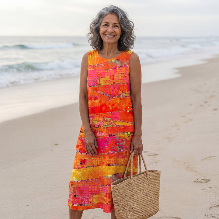 Faye™ Robe midi coucher de soleil