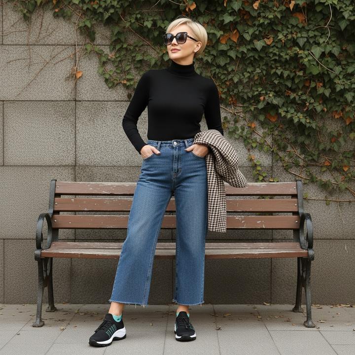 Linda – Chaussures en tissu tricoté orthopédique en vert et noir