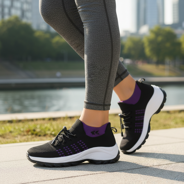 Ava – Chaussures en tissu tricoté orthopédique en violet et noir