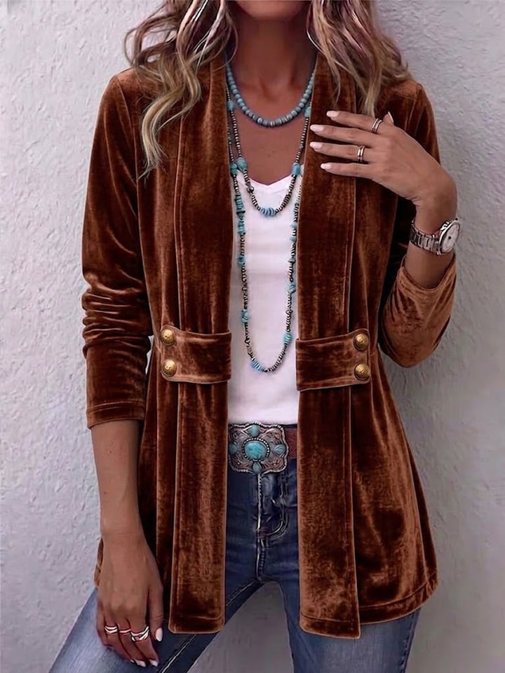 Amélie™ | Veste ouverte manches longues col à revers vintage