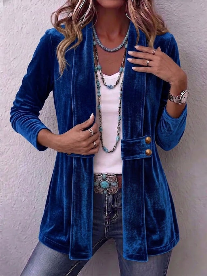 Amélie™ | Veste ouverte manches longues col à revers vintage