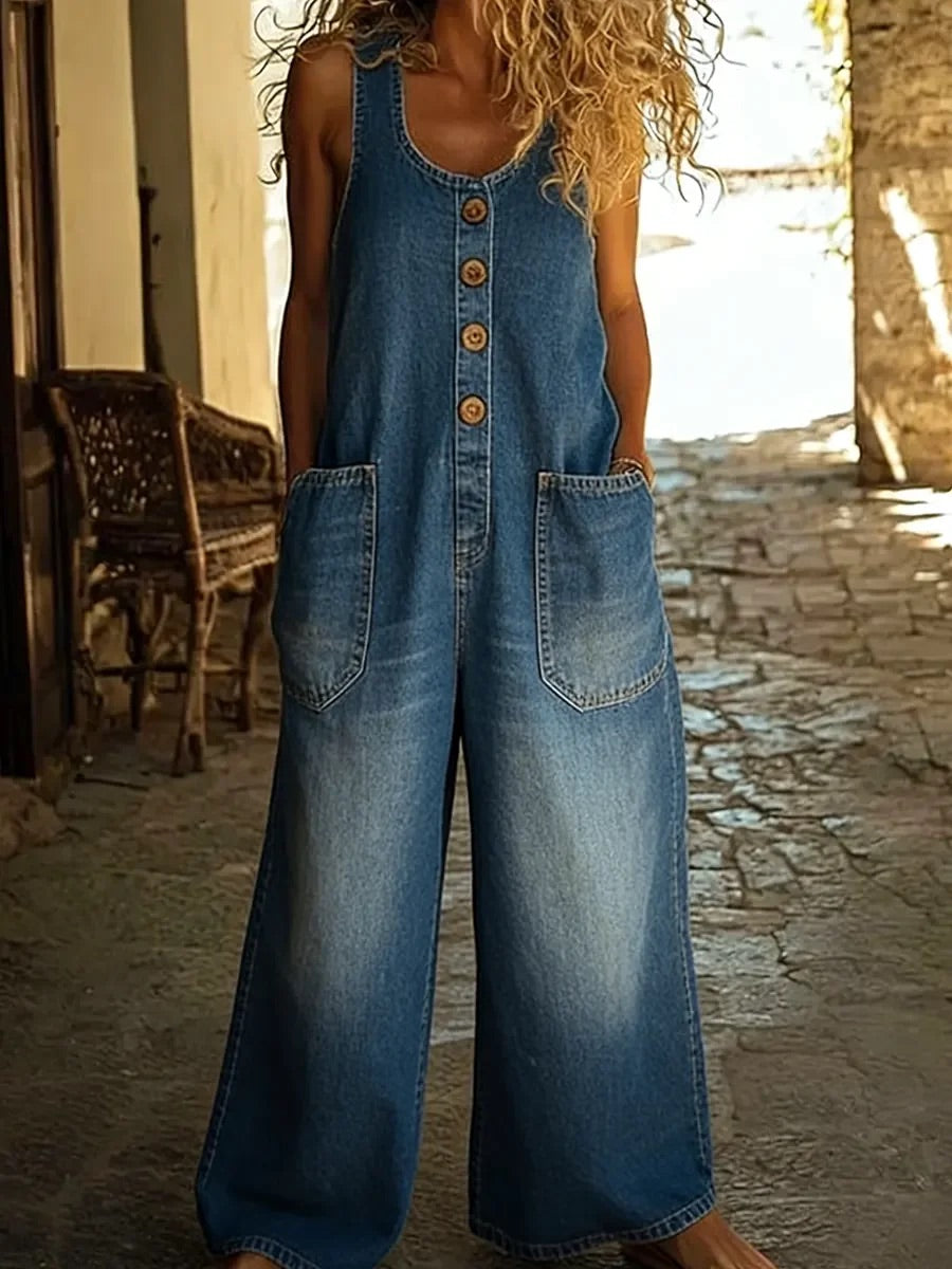 Ruth™ | Salopette en denim coton lavé vintage