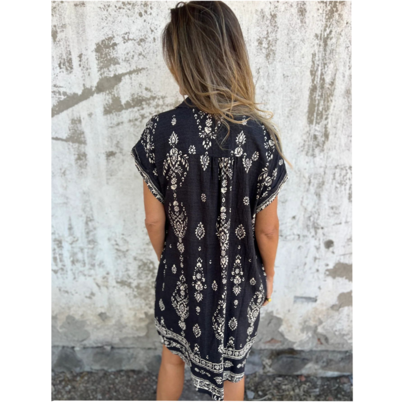 Fernanda™ | Robe bohème midi fluide en coton-lin