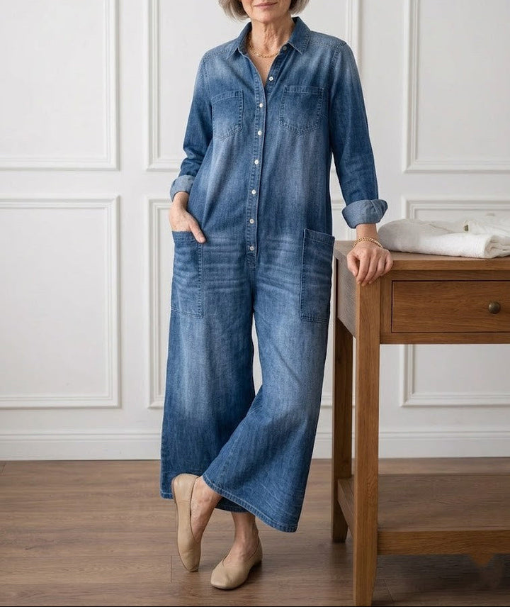 Diana™ | Combinaison en denim vintage à boutons