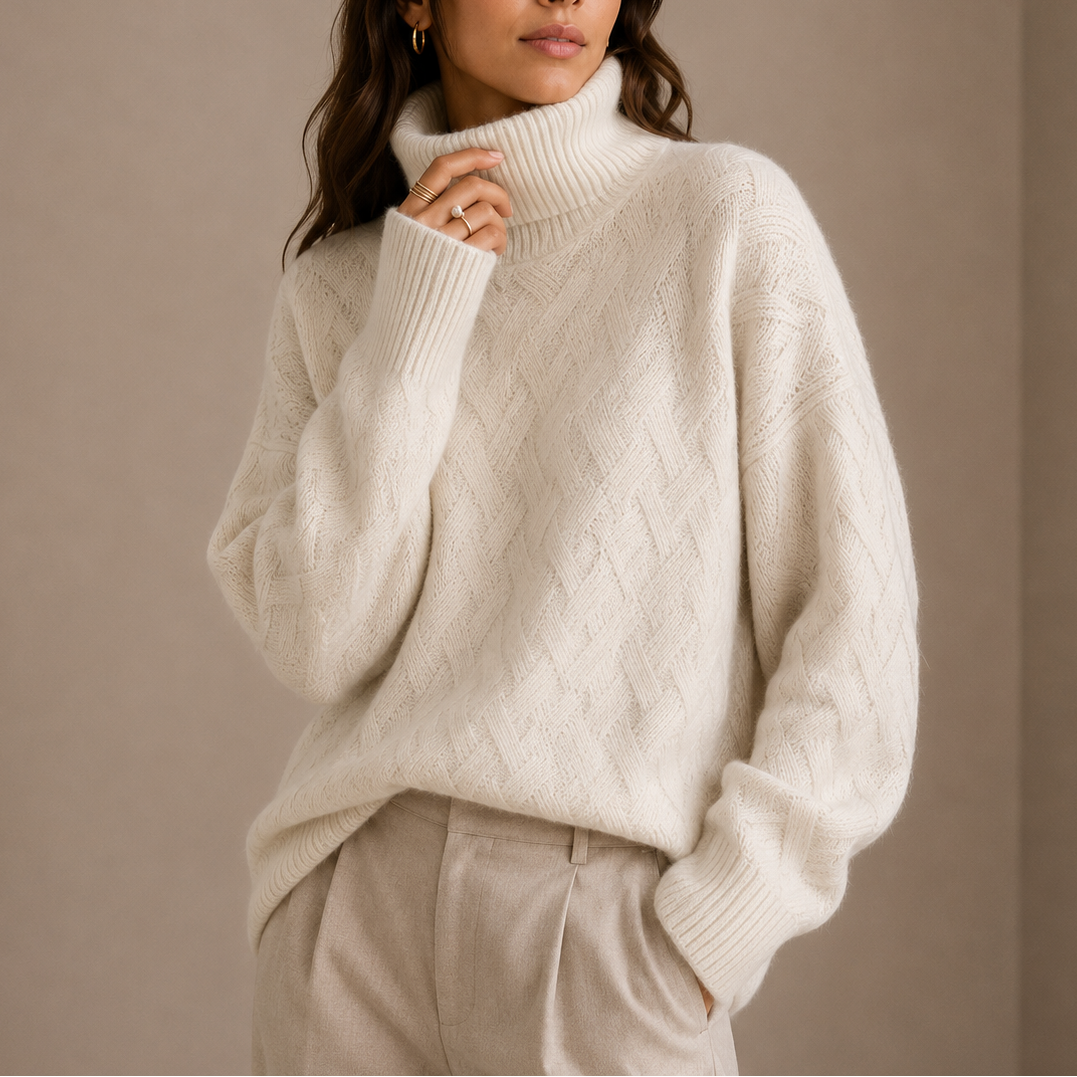 Selene | Pull en maille structurée avec col montant