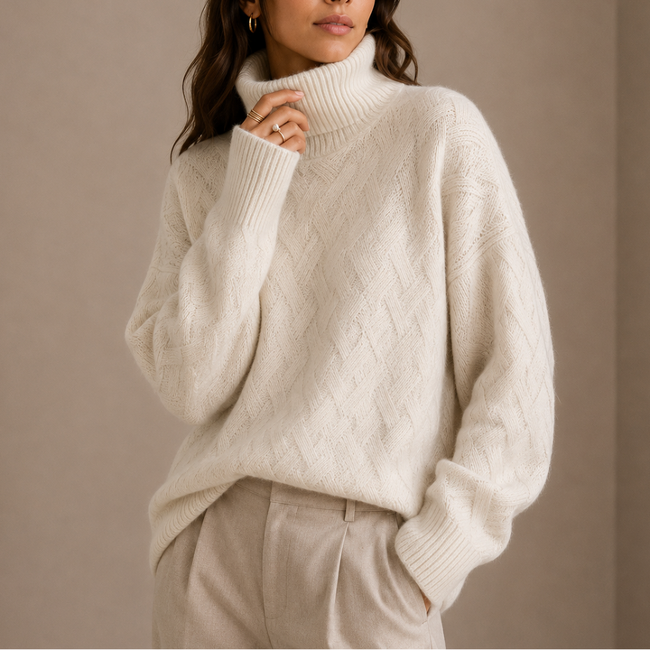 Selene | Pull en maille structurée avec col montant