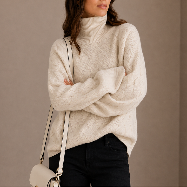 Selene | Pull en maille structurée avec col montant