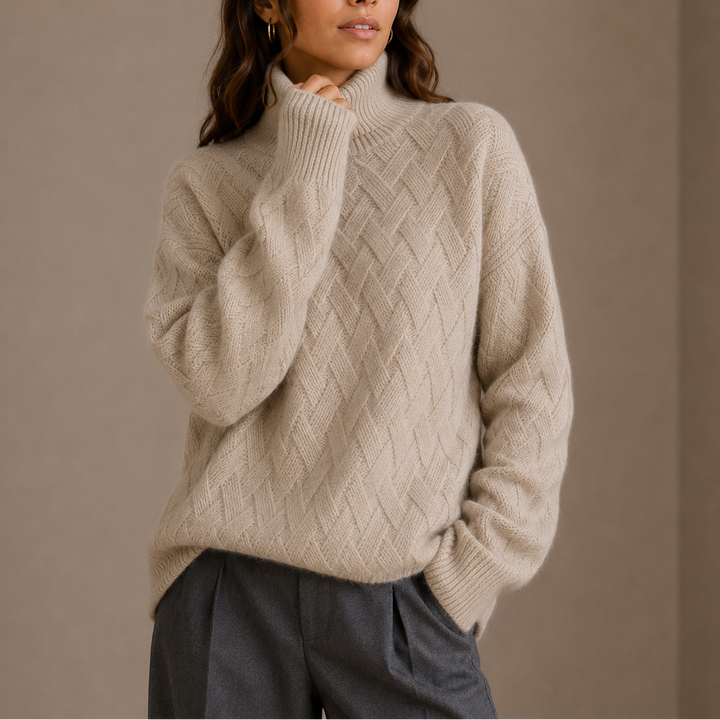 Selene | Pull en maille structurée avec col montant